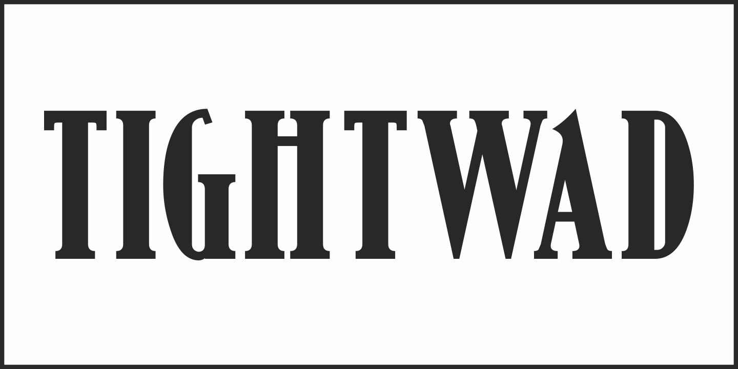 Przykład czcionki Tightwad JNL Oblique